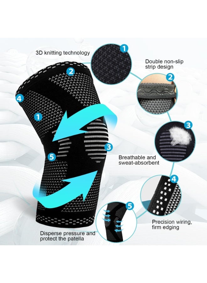 OSHIMA Active Knee Cap Support for Men & Women, Pain Relief Knee Brace Non-slip Knee Brace Compression Knee Supporte, Knee Bandage for Running Compression Knee Supporte for Joint Support Injury Recovery(L) - Image 3